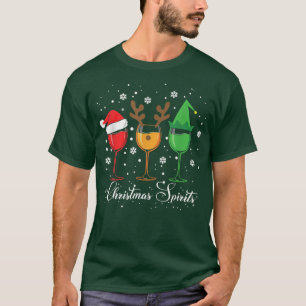 Funny Christmas Spirits Glasses Of Wine Xmas Holid T-Shirt