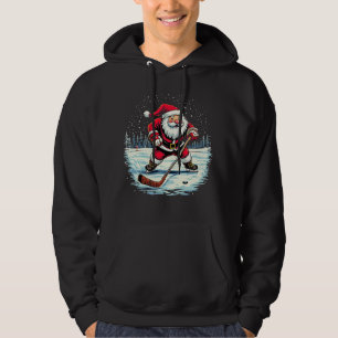 Funny Christmas Sports Santa Plays Ice Hockey,Xmas Hoodie