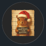 Funny Christmas Squirrel - Cute Squirrel Santa Hat Classic Round Sticker<br><div class="desc">Funny Christmas Squirrel - Cute Squirrel Santa Hat Tee</div>