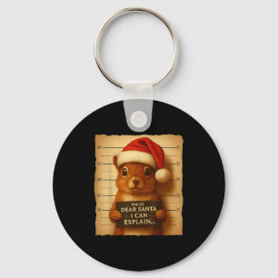 Funny Christmas Squirrel - Cute Squirrel Santa Hat Keychain