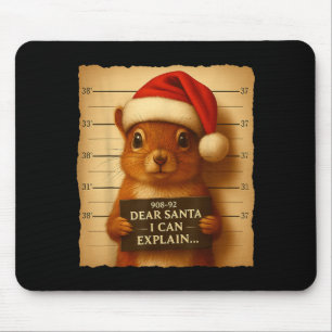 Funny Christmas Squirrel - Cute Squirrel Santa Hat Mouse Pad