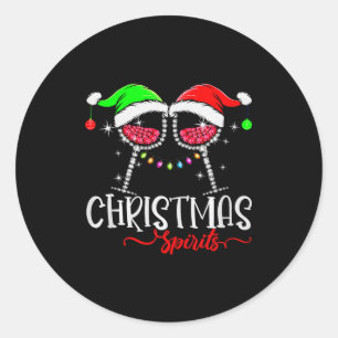 Funny Christmas Srits Gles Of Wine Party Xmas Paja Classic Round Sticker