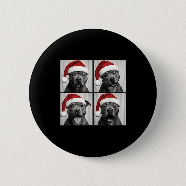 Funny Christmas Staffordshire Bull Terrier Santa P 2 Inch Round Button (Front)