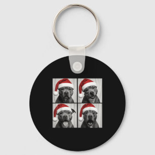 Funny Christmas Staffordshire Bull Terrier Santa P Keychain