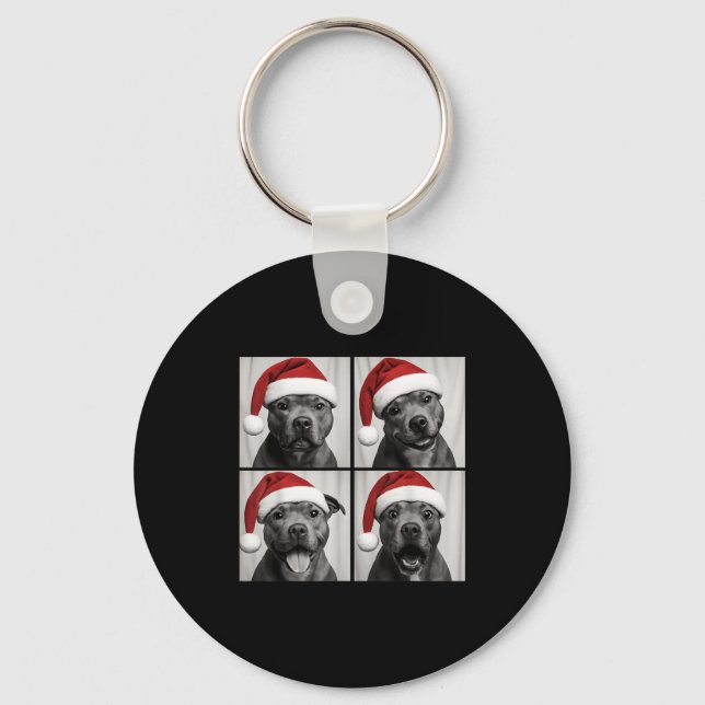 Funny Christmas Staffordshire Bull Terrier Santa P Keychain (Front)