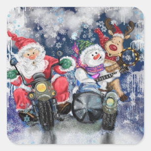 Funny Christmas Sticker with Happy Best Friends
