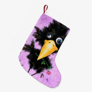 Funny Christmas Stocking Crow with Rose Gentleman