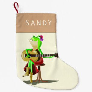 Funny Christmas Stocking Guitarist Frog Your Name