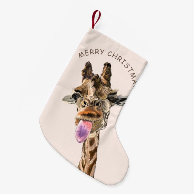 Funny Christmas Stocking Playful Giraffe - Smile (Front (Hanging))