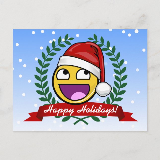 Funny Christmas Style Awesome Face Meme Holiday Postcard (Front)