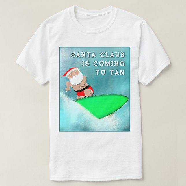 Funny Christmas Surfing T-Shirt (Design Front)