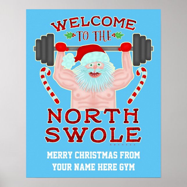 Funny Christmas Swole Santa Claus | Custom Gym Poster (Front)