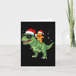 Funny Christmas T Rex Dinosaur Gingerbread Lights  Card