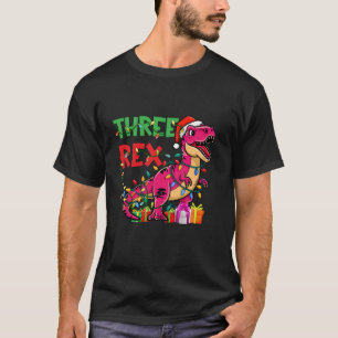 Funny Christmas T Rex Dinosaur Lights Santa Hat Xm T-Shirt