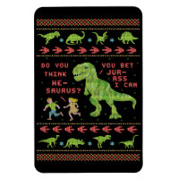 Funny Christmas T Rex Dinosaur Pun Humour Faux Kni