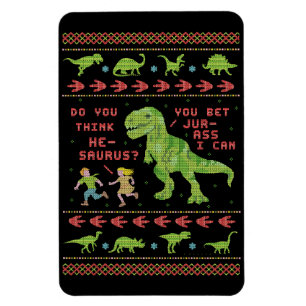 Funny Christmas T Rex Dinosaur Pun Humour Faux Magnet
