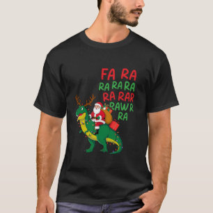 Funny Christmas T Rex Fa Ra Ra Lights Santa Hat Di T-Shirt