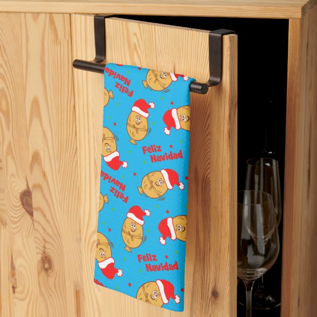 Funny Christmas Tamales Pattern Kitchen Towel (Thirds Fold)