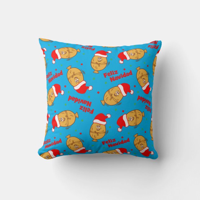 Funny Christmas Tamales Pattern Throw Pillow (Front)