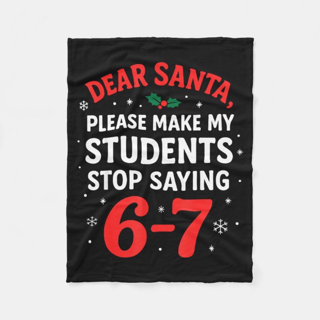 Funny Christmas Teacher Pajamas Students 6-7 67 Si Fleece Blanket (Front)