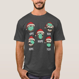 Funny Christmas Teacher Sloth santa hat mas lights T-Shirt