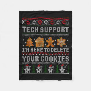 Funny Christmas Tech Suprt Computer  Fleece Blanket