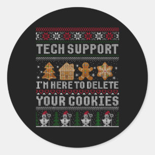 Funny Christmas Tech Suprt Computer T Shirt  Classic Round Sticker