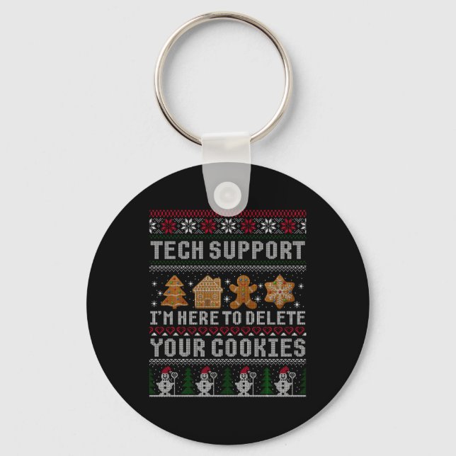 Funny Christmas Tech Suprt Computer T Shirt  Keychain (Front)