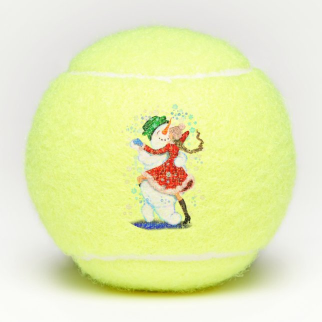 Funny Christmas Tennis Balls Happy Tango Dancer (Front)