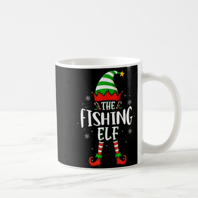Funny Christmas The Fishing Elf Family Matching Xm Coffee Mug (Right)