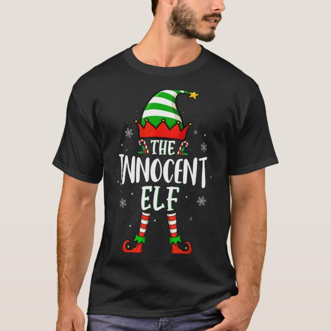 Funny Christmas The Innocent Elf Family Matching X T-Shirt (Front)