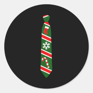 Funny Christmas Tie - Holiday Tuxedo Fun Tee Desig Classic Round Sticker