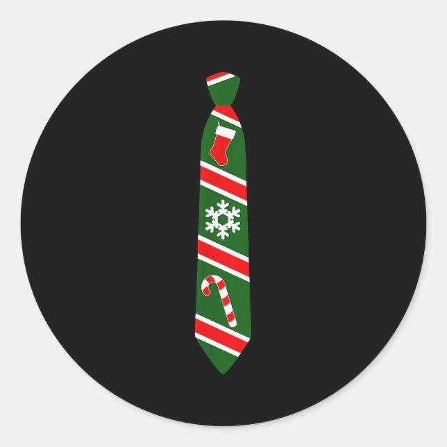 Funny Christmas Tie - Holiday Tuxedo Fun Tee Desig Classic Round Sticker (Front)