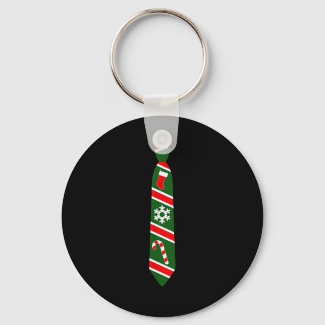 Funny Christmas Tie - Holiday Tuxedo Fun Tee Desig Keychain (Front)