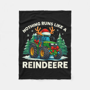 Funny Christmas Tractor Nothing Runs Like A Reinde Fleece Blanket
