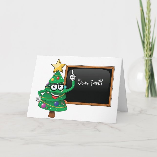 Funny Christmas Tree Card with Question to Santa (Front)