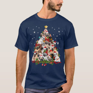 Funny Christmas Tree Dog Santa Merry Pug Xmas T-Shirt