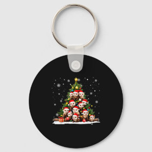 Funny Christmas Tree Ferrets Family Xmas Pajamas  Keychain