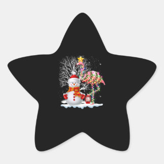 Funny Christmas Tree Flamingo Hat Santa Best Xmas Star Sticker
