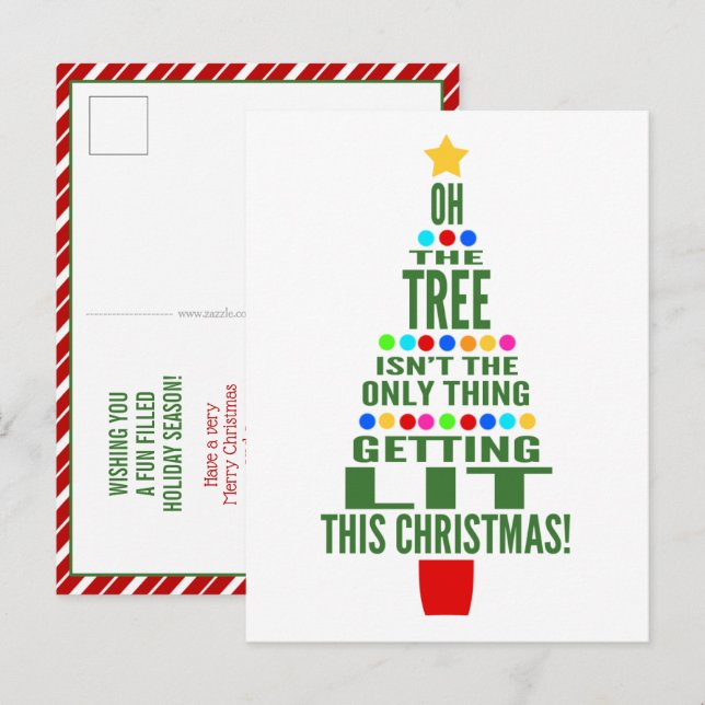 Funny Christmas Tree Getting Lit Holiday Postcard (Front/Back)