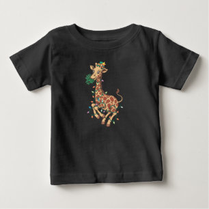 Funny Christmas Tree Giraffe Lover Gift Love  Baby T-Shirt