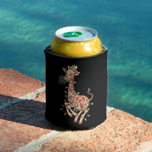 Funny Christmas Tree Giraffe Lover Gift Love  Can Cooler (In Situ Pool)