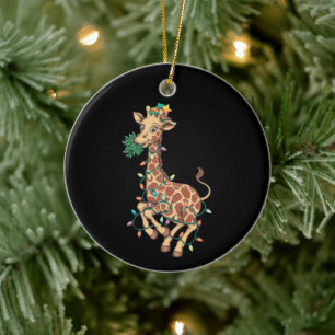 Funny Christmas Tree Giraffe Lover Gift Love  Ceramic Ornament