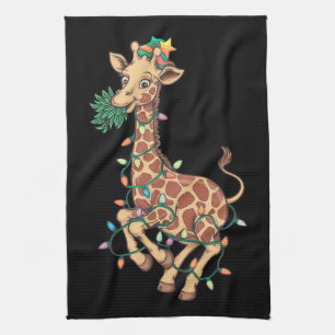 Funny Christmas Tree Giraffe Lover Gift Love Kitchen Towel