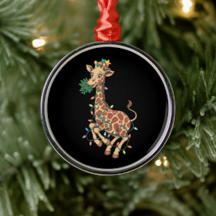 Funny Christmas Tree Giraffe Lover Gift Love  Metal Ornament