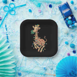 Funny Christmas Tree Giraffe Lover Gift Love Paper Plate