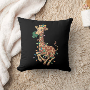 Funny Christmas Tree Giraffe Lover Gift Love Throw Pillow