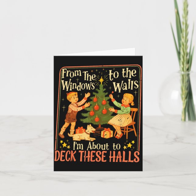 Funny Christmas Tree Kids Xmas From The Windows To Card (Front)