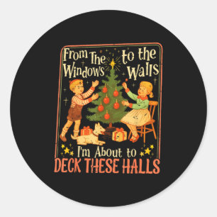 Funny Christmas Tree Kids Xmas From The Windows To Classic Round Sticker