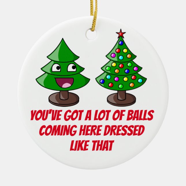 Funny Christmas Tree - Lot of Balls Ceramic Ornament (Front)